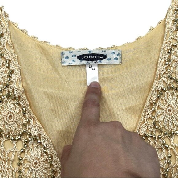 Joanna Beige Crochet Fringe Dress - Womens L/XL - Picture 2 of 3